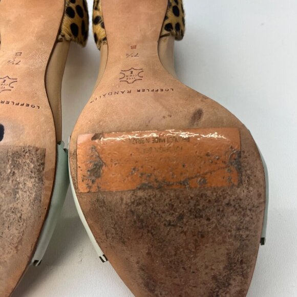Loeffler Randall D'Orsay Leopard Animal Print Mint Heels Ladies Size 7 1/2 B - Picture 9 of 10